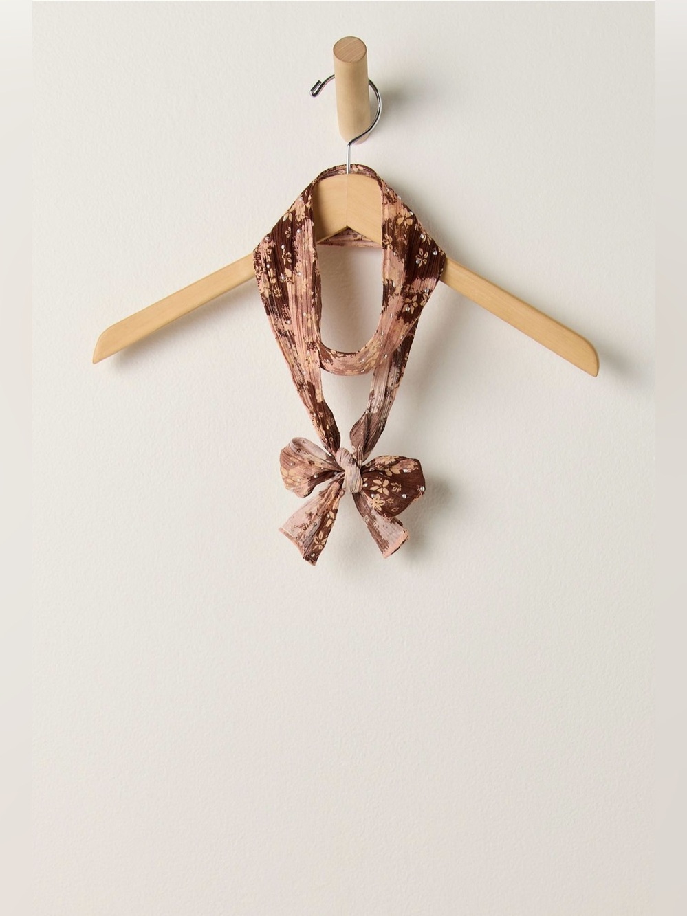 Free People ultra skinny Brown and Pink Floral Neck Scarf